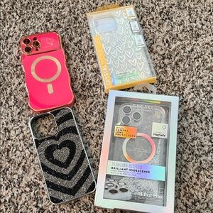 Multiples Pink and Black Heart iPhone Cases